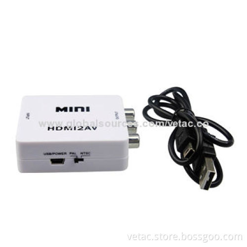 HDMI to AV Converter, Supports NTSC and PAL TV Formats, Plug-and-play Function